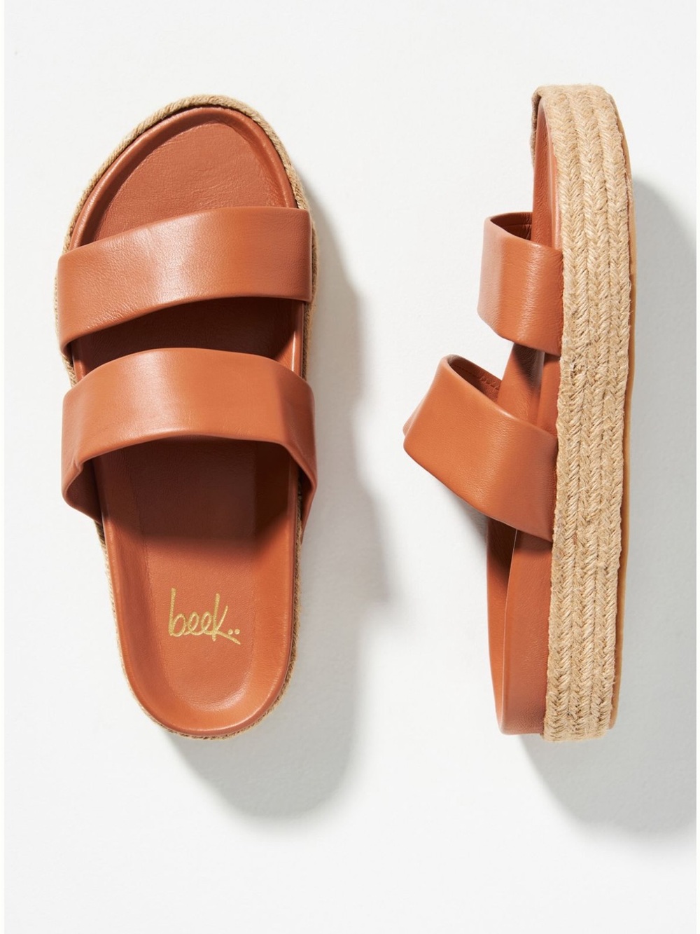 Beek Twinspot Tan Espadrille Platform Slide Sandal